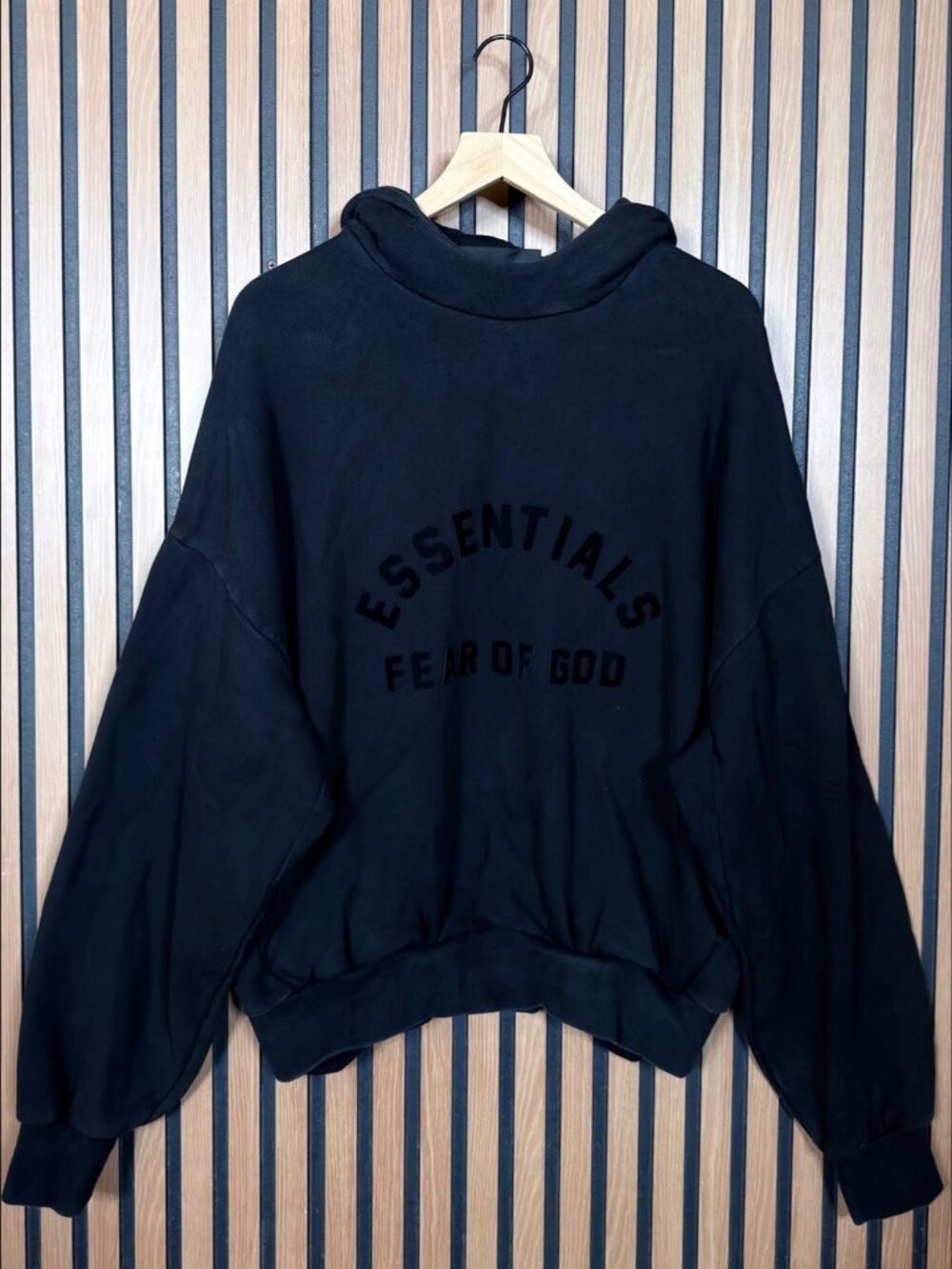 Essentials Fear of God Sweater Large Mens Black Fleece Hoodie Pullover Embroider